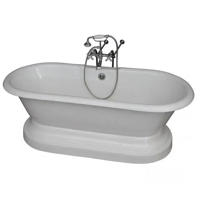 Barclay Columbus 61″ Cast Iron Pedestal Tub Kit - No Faucet Holes, Cross Handle Tub Faucet Barclay Products