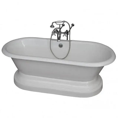 Barclay Columbus 61″ Cast Iron Pedestal Tub Kit - No Faucet Holes, Cross Handle Tub Faucet Barclay Products