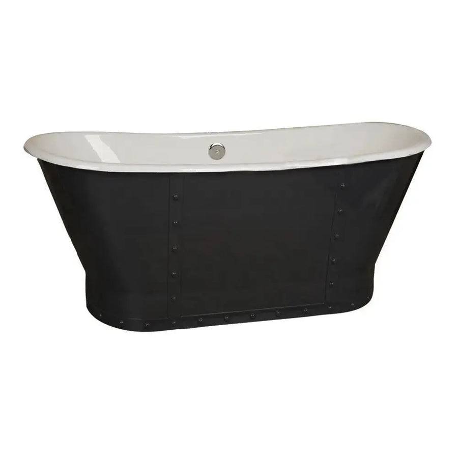 Barclay Fernando Cast Iron Bateau Black and White Freestanding Tub with Riveted Skirt Barclay Products