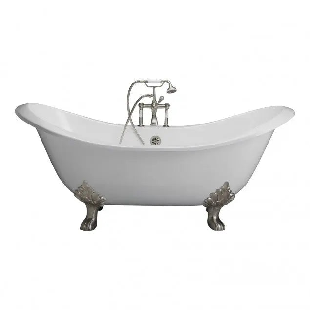 Barclay Marshall 71″ Cast Iron Double Slipper Clawfoot Tub Kit with Lever Handle Tub Faucet