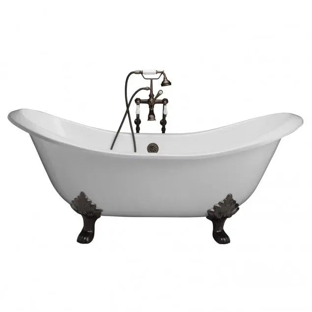 Barclay Marshall 71″ Cast Iron Double Slipper Clawfoot Tub Kit with Lever Handle Tub Faucet
