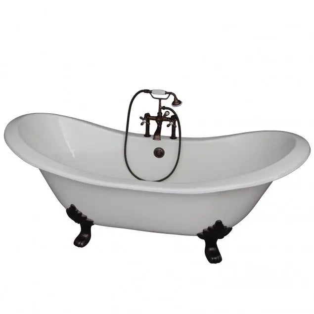 Barclay Marshall 71″ Cast Iron Double Slipper Clawfoot Tub Kit with Metal Cross Handle Tub Faucet