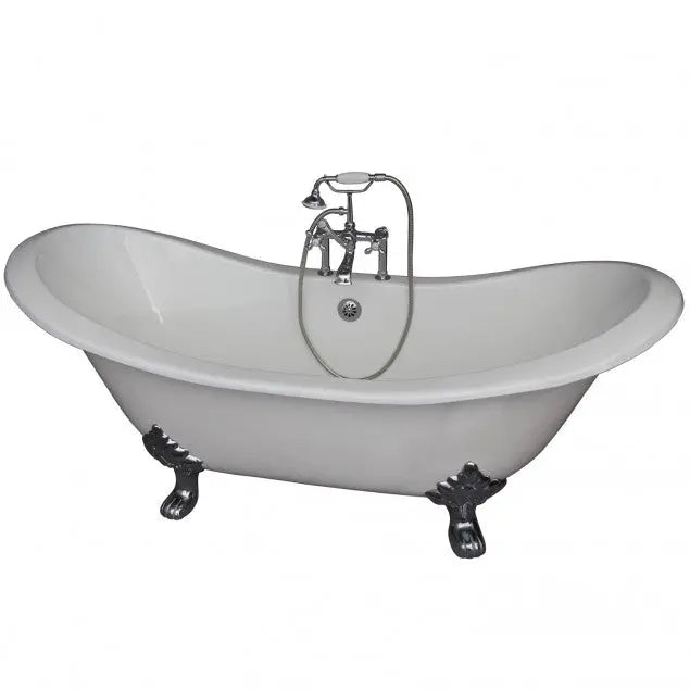 Barclay Marshall 71″ Cast Iron Double Slipper Clawfoot Tub Kit with Metal Cross Handle Tub Faucet