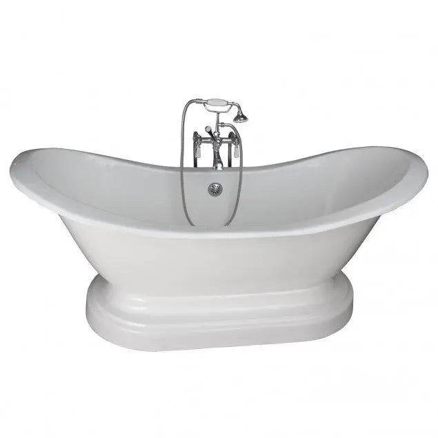 Barclay Marshall 71″ Cast Iron Double Slipper Tub Kit with No Faucet Holes, Lever Handle Tub Faucet