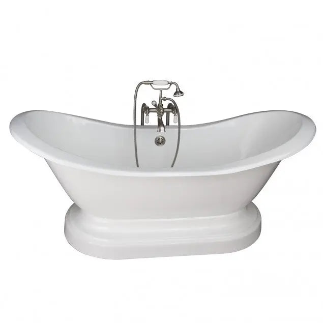Barclay Marshall 71″ Cast Iron Double Slipper Tub Kit with No Faucet Holes, Lever Handle Tub Faucet