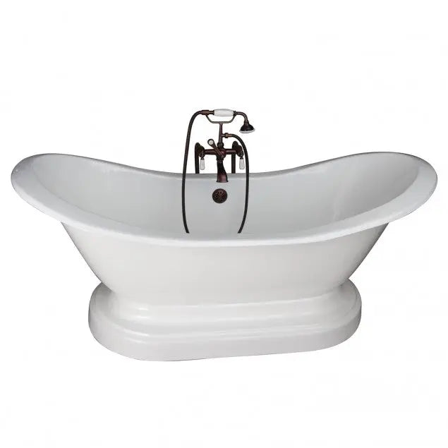 Barclay Marshall 71″ Cast Iron Double Slipper Tub Kit with No Faucet Holes, Lever Handle Tub Faucet