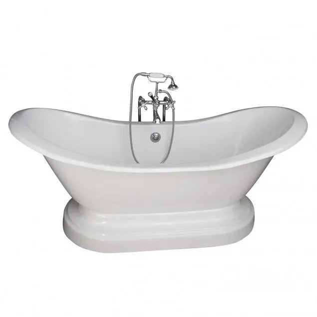 Barclay Marshall 71″ Cast Iron Double Slipper Tub Kit with Metal Cross Handle Tub Faucet