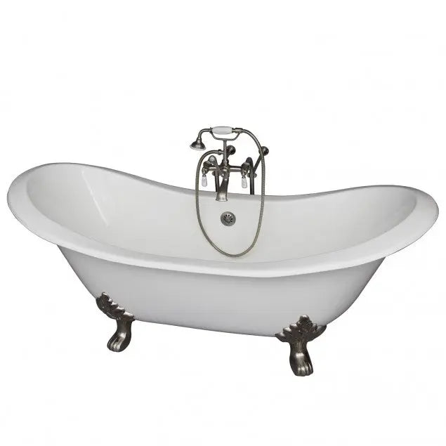 Barclay Marshall 71″ Cast Iron Double Slipper Clawfoot Tub Kit, No Faucet Holes