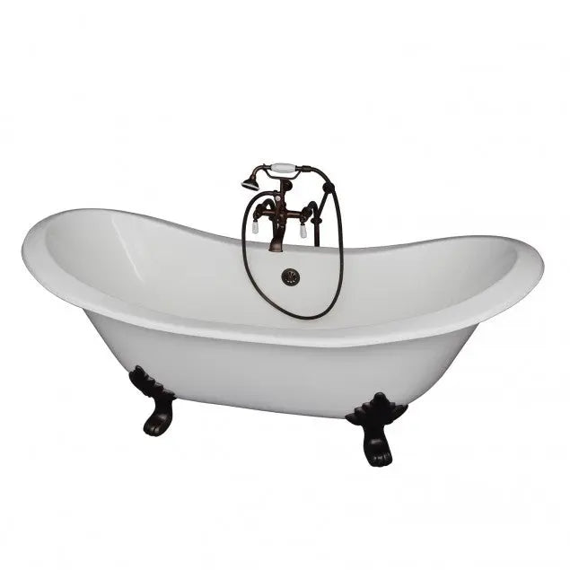 Barclay Marshall 71″ Cast Iron Double Slipper Clawfoot Tub Kit, No Faucet Holes