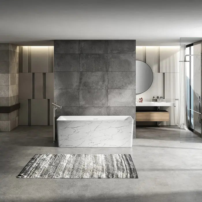 Barclay Marwa 65" Acrylic Tub with Internal Drain and Overflow-Marble White Kingston Brass