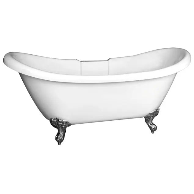 Barclay Meilyn 63″ Acrylic Double Slipper Freestanding Tub – No Faucet Holes with Tap Deck