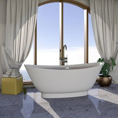 Barclay - Normandy 70" Acrylic Double Slipper Tub with Integrated Drain and Overflow - ATDSN70BIG Barclay Products