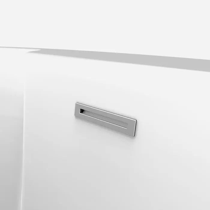 Closeup of Overflow Cover for the Barclay Portia 67" Acrylic Freestanding Tub with Integral Drain