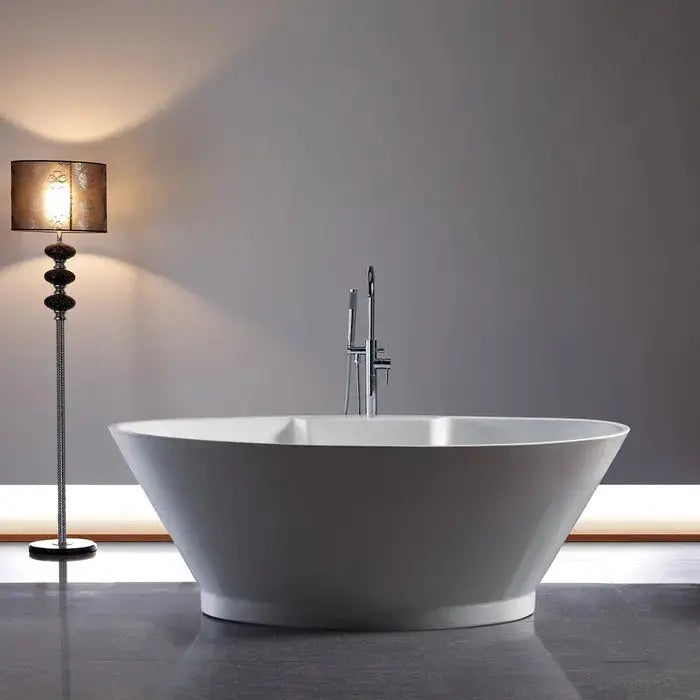 Barclay Portia Extra Wide Oval Freestanding Acrylic Tub with Wide Tap Deck and Integrated Drain