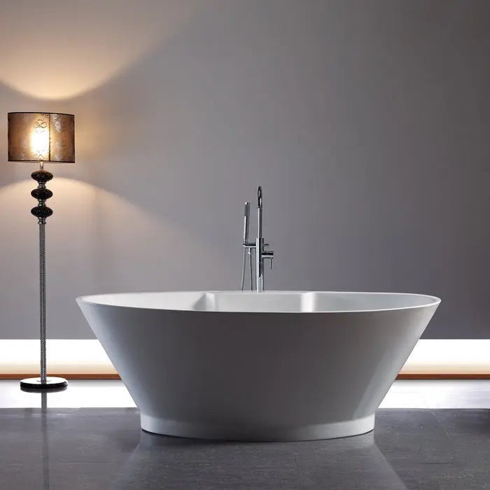 Barclay Portia Extra Wide Oval Freestanding Acrylic Tub with Wide Tap Deck and Integrated Drain