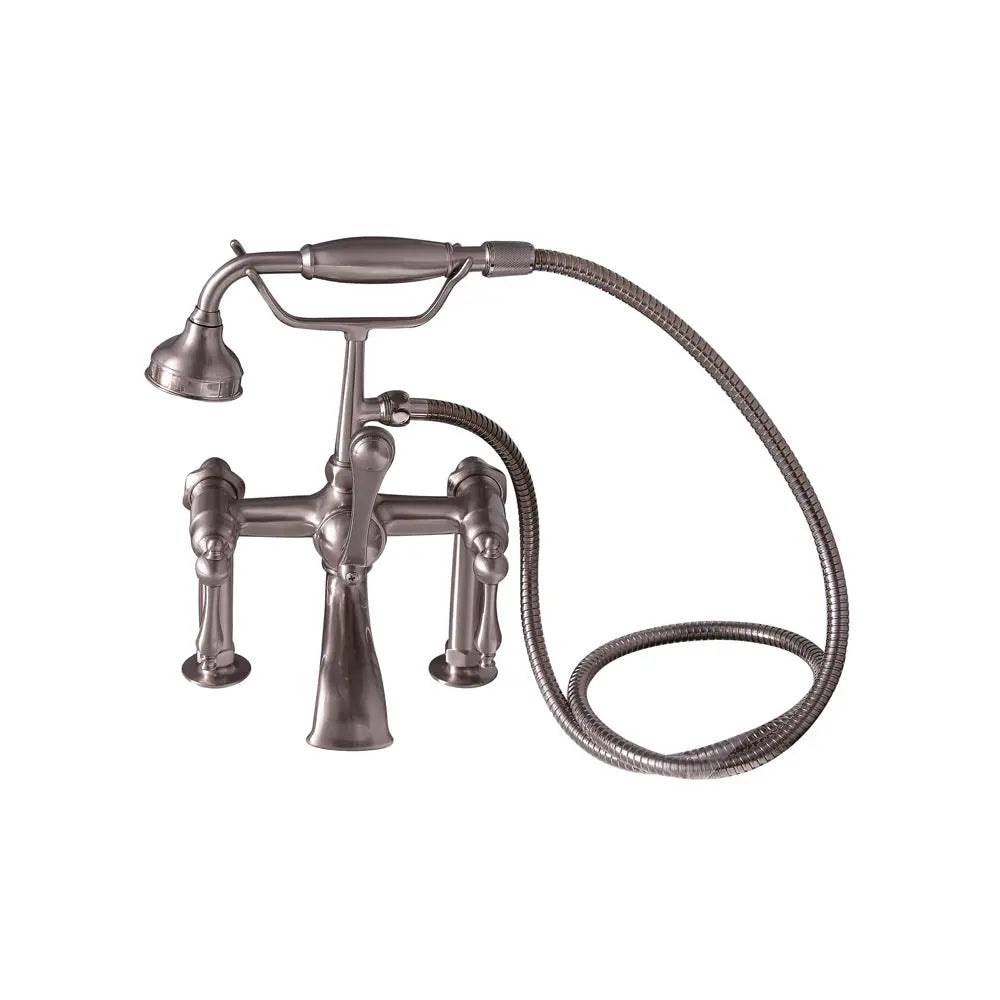 Barclay Products Clawfoot Rim-Mounted Filler with Hand-Held Shower – Metal Lever Handles - 4603-ML