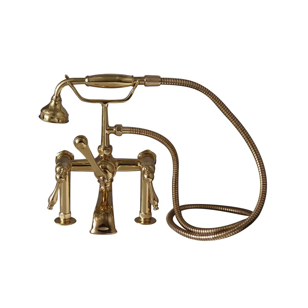 Barclay Products Clawfoot Rim-Mounted Filler with Hand-Held Shower – Metal Lever Handles - 4603-ML