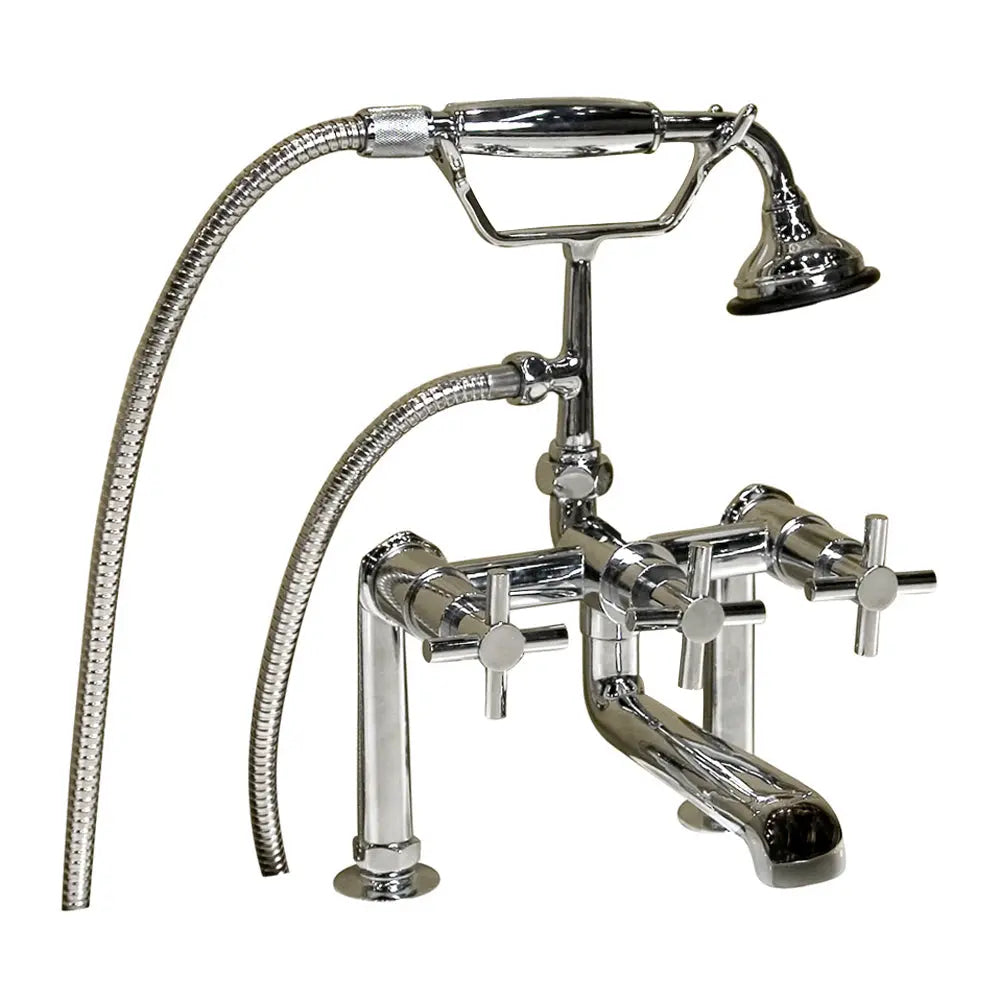 Polished Chrome - Barclay Products Clawfoot Tub Filler – Cross Handles Barclay Products