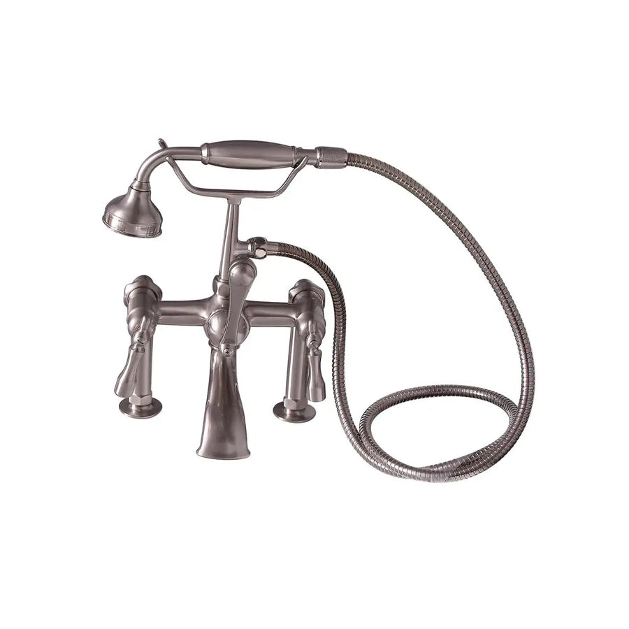 Barclay Products Clawfoot Tub Rim-Mounted Filler with Hand-Held Shower – Metal Lever 2 Handles - 4603-ML2