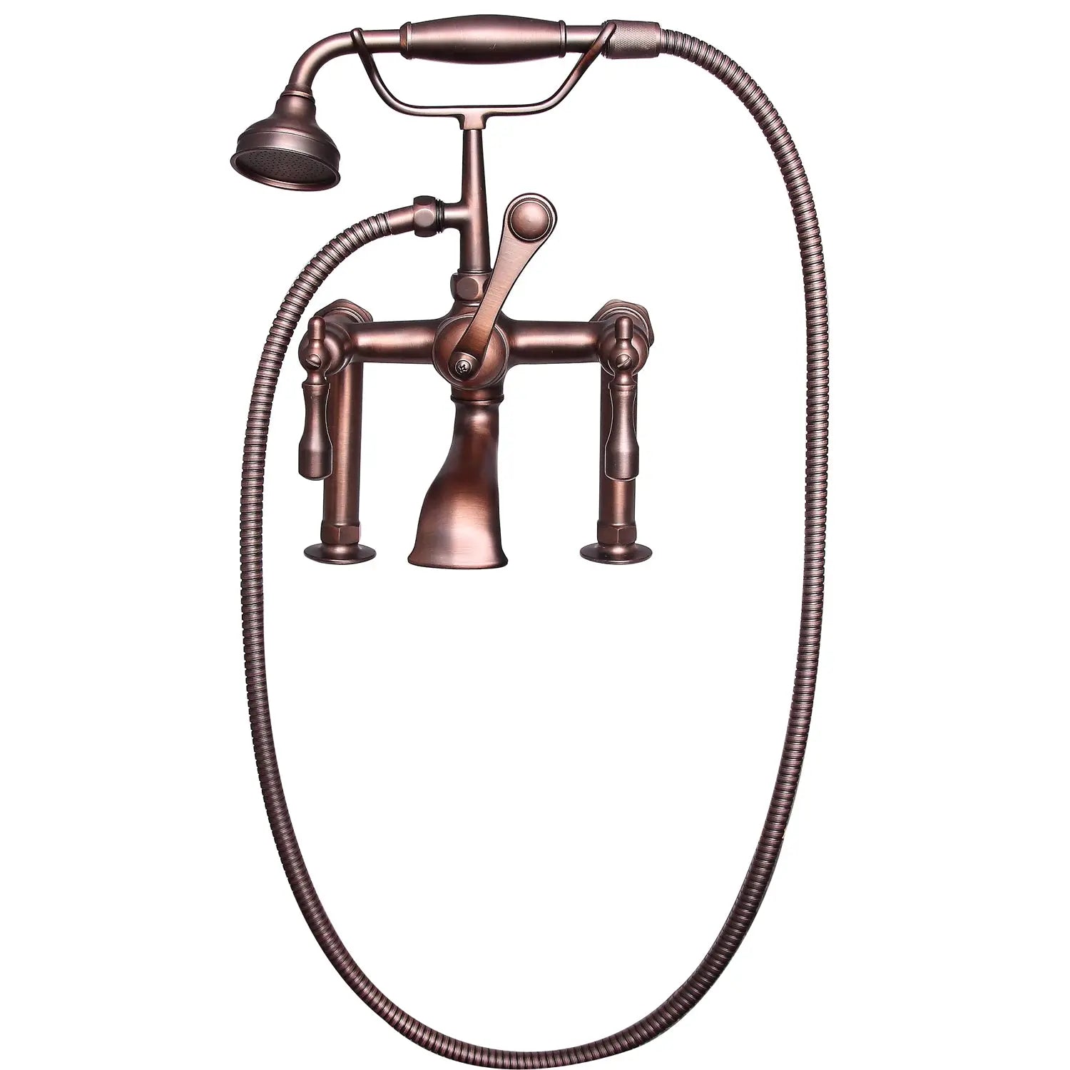 Barclay Products Clawfoot Tub Rim-Mounted Filler with Hand-Held Shower – Metal Lever 2 Handles - 4603-ML2