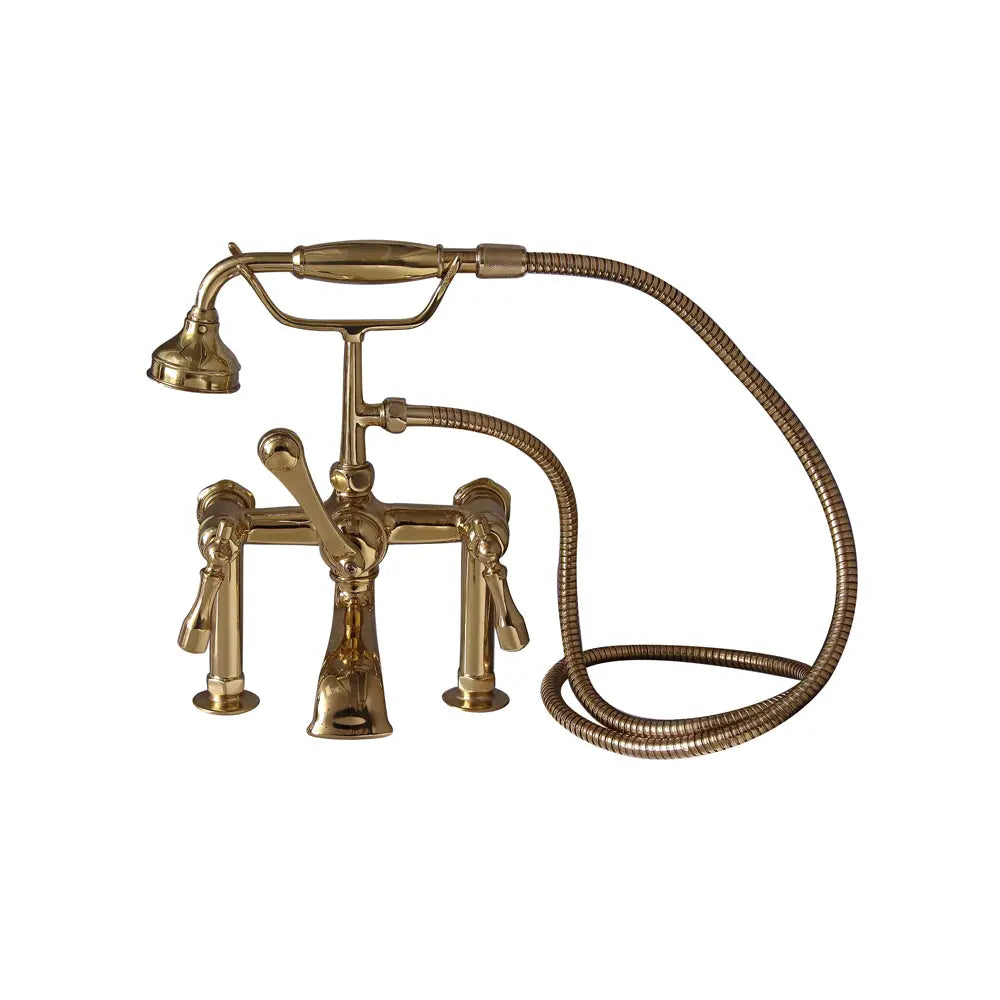 Barclay Products Clawfoot Tub Rim-Mounted Filler with Hand-Held Shower – Metal Lever 2 Handles - 4603-ML2