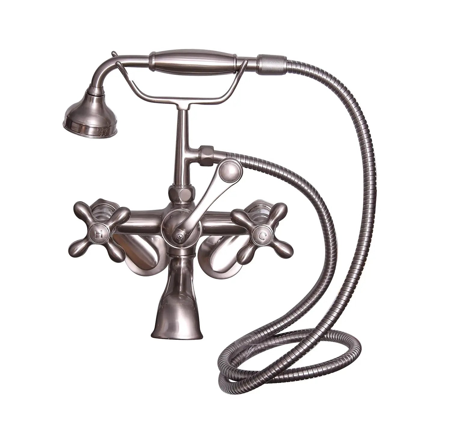 Barclay Products 4604 Tub Wall-Mounted Filler with Hand-Held Shower – Metal Cross Handles