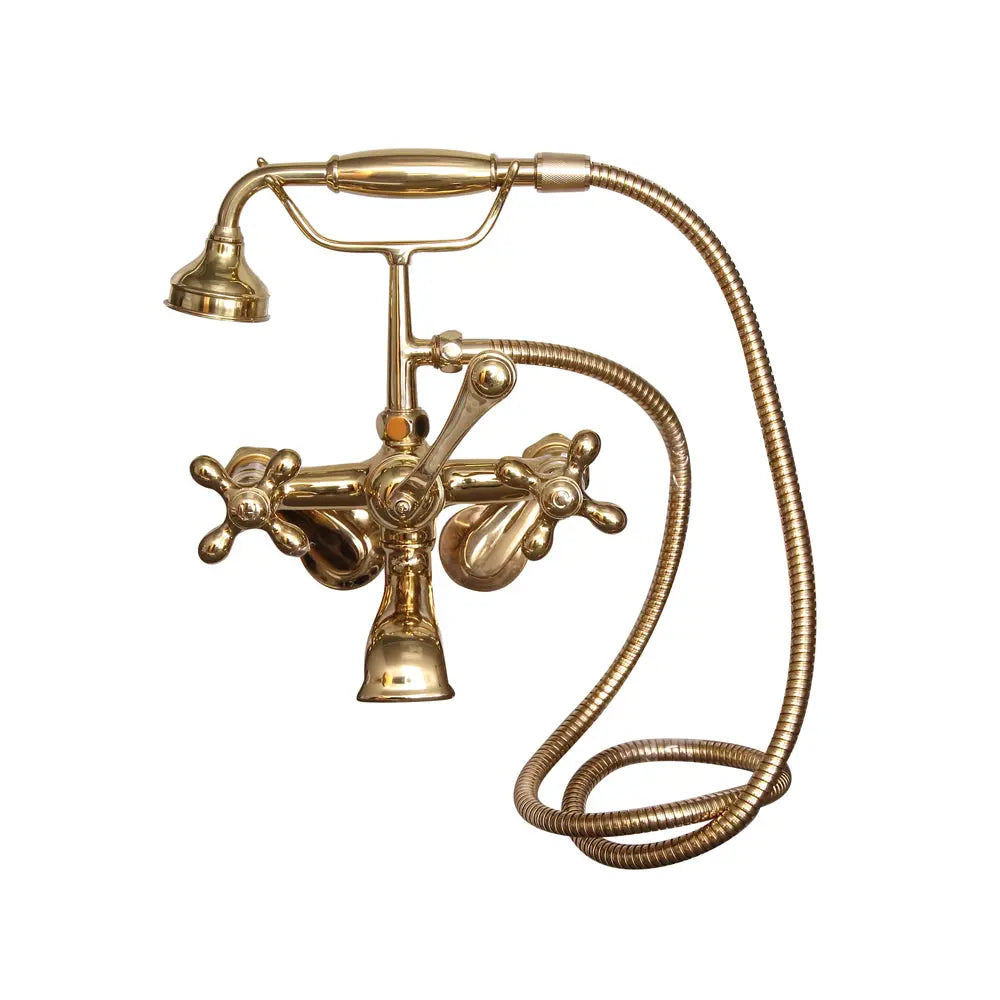 Barclay Products 4604 Tub Wall-Mounted Filler with Hand-Held Shower – Metal Cross Handles