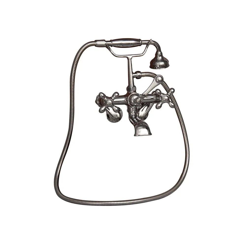 Barclay Products 4604 Tub Wall-Mounted Filler with Hand-Held Shower – Metal Cross Handles