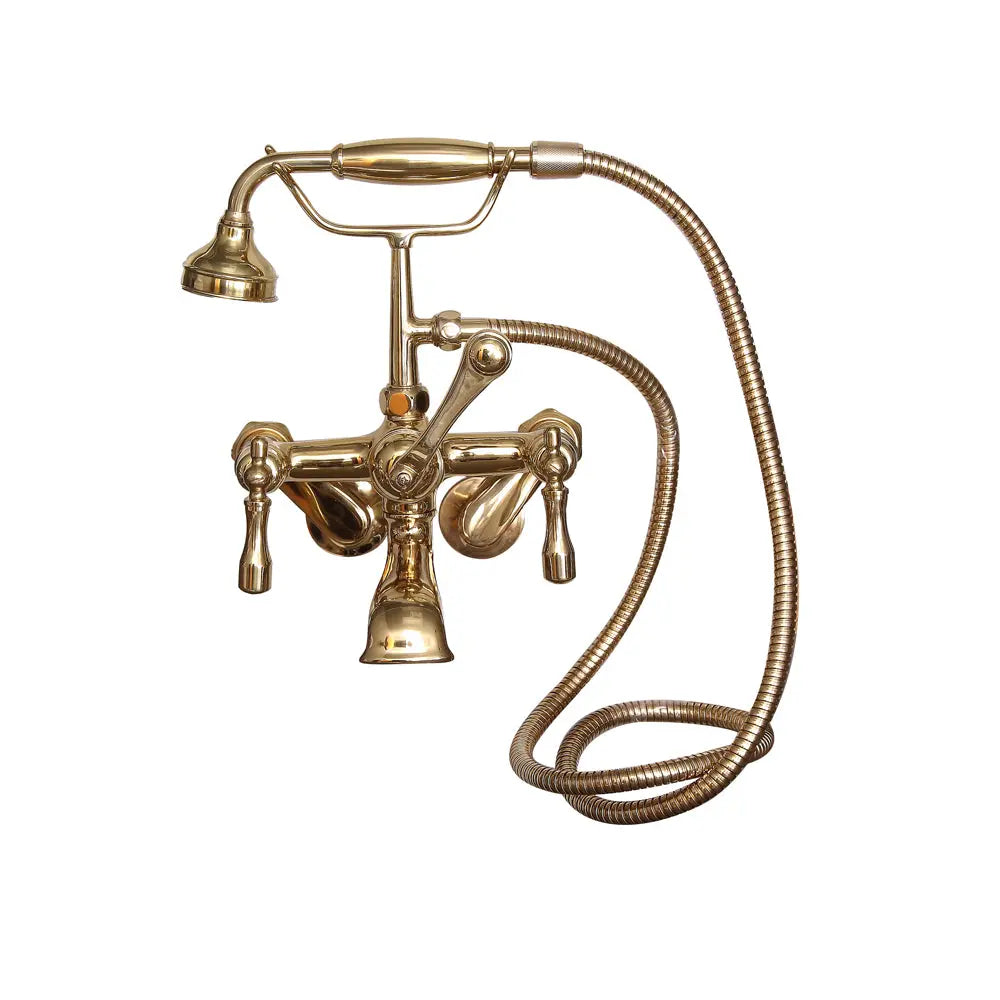 Barclay Products Tub Wall-Mounted Filler with Hand-Held Shower – Metal Lever 2 Handles