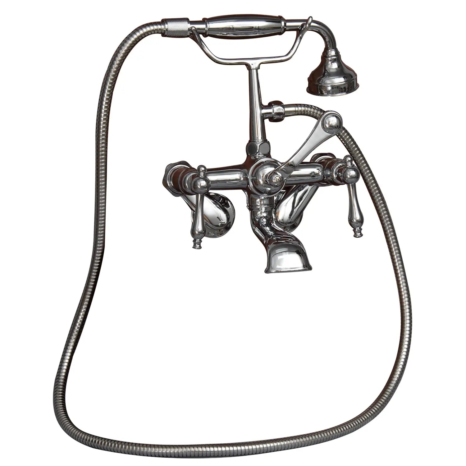 Barclay Products Tub Wall-Mounted Filler with Hand-Held Shower – Metal Lever Handles