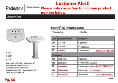 Barclay Stanford 660 Pedestal Lavatory Bathroom Sink Barclay Products