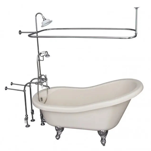 Barclay TKADTS60-BCP3 Fillmore 60″ Acrylic Slipper Tub Kit in Bisque – Polished Chrome Accessories