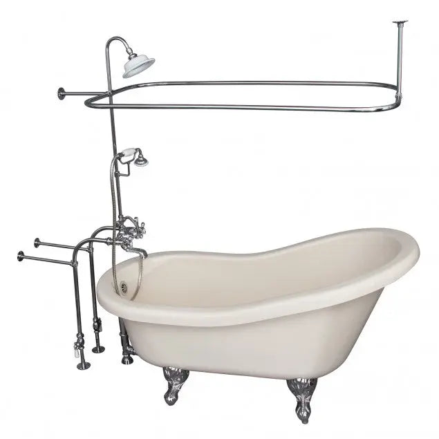 Barclay TKADTS60-BCP4 Fillmore 60″ Acrylic Slipper Tub Kit in Bisque – Polished Chrome Accessories