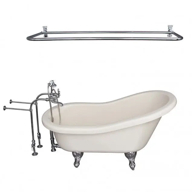 Barclay TKADTS60-BCP6 Fillmore 60″ Acrylic Slipper Tub Kit in Bisque – Polished Chrome Accessories Barclay Products