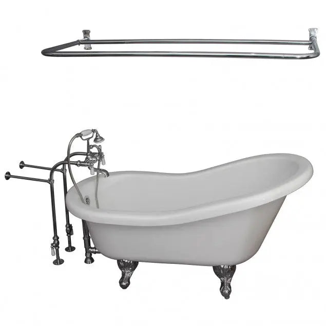 Barclay TKADTS60-WCP5 Fillmore 60″ Acrylic Slipper Tub Kit in White – Polished Chrome Accessories