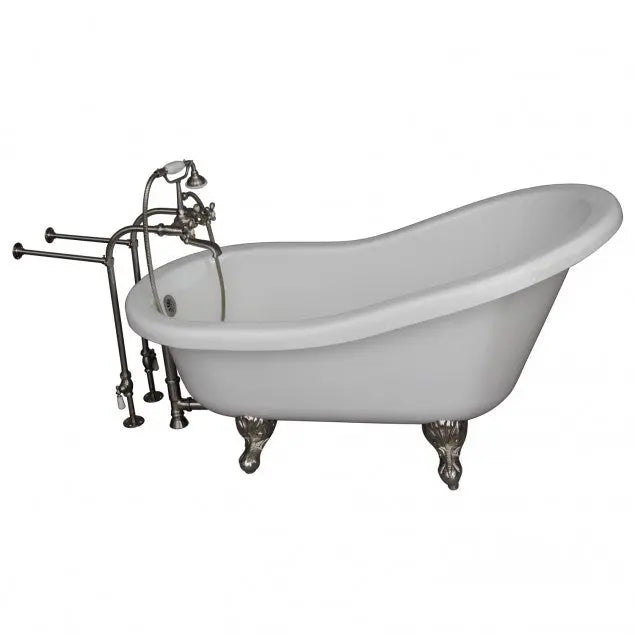 Barclay TKADTS67-WBN2 Isadora 67″ Acrylic Slipper Tub Kit in White – Brushed Nickel Accessories