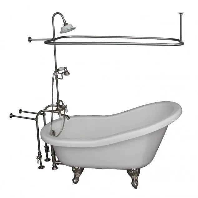 Barclay TKADTS67-WBN3 Isadora 67″ Acrylic Slipper Tub Kit in White – Brushed Nickel Accessories