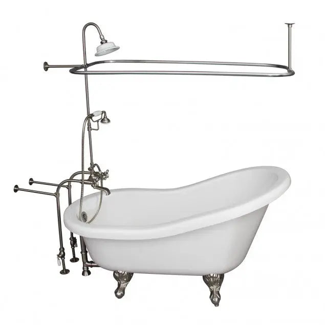 Barclay TKADTS67-WBN4 Isadora 67″ Acrylic Slipper Tub Kit in White – Brushed Nickel Accessories