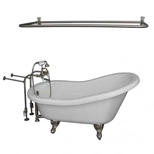 Barclay TKADTS67-WBN5 Isadora 67″ Acrylic Slipper Tub Kit in White – Brushed Nickel Accessories