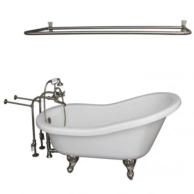 Barclay TKADTS67-WBN6 Isadora 67″ Acrylic Slipper Tub Kit in White – Brushed Nickel Accessories