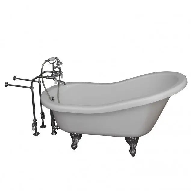 Barclay TKADTS67-WCP1 Isadora 67″ Acrylic Slipper Tub Kit in White – Polished Chrome Accessories
