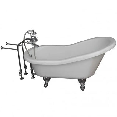 Barclay TKADTS67-WCP2 Isadora 67" Acrylic Slipper Tub Kit in White " Polished Chrome Accessories