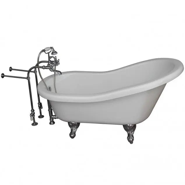 Barclay TKADTS67-WCP2 Isadora 67″ Acrylic Slipper Tub Kit in White – Polished Chrome Accessories