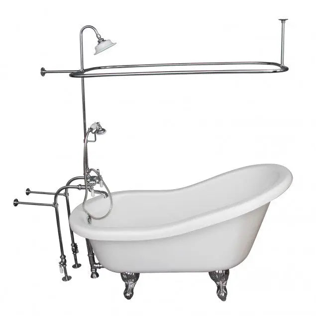 Barclay TKADTS67-WCP3 Isadora 67″ Acrylic Slipper Tub Kit in White – Polished Chrome Accessories