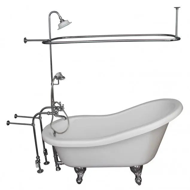 Barclay TKADTS67-WCP4 Isadora 67″ Acrylic Slipper Tub Kit in White – Polished Chrome Accessories