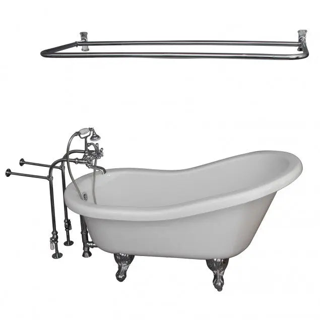 Barclay TKADTS67-WCP6 Isadora 67″ Acrylic Slipper Tub Kit in White – Polished Chrome Accessories
