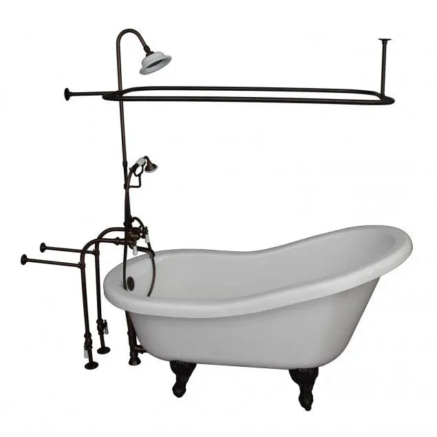 Barclay TKADTS67-WORB3 Isadora 67″ Acrylic Slipper Tub Kit in White – Oil Rubbed Bronze Accessories