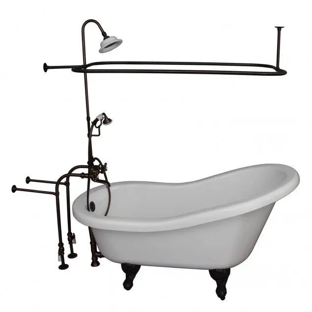 Barclay TKADTS67-WORB4 Isadora 67″ Acrylic Slipper Tub Kit in White – Oil Rubbed Bronze Accessories