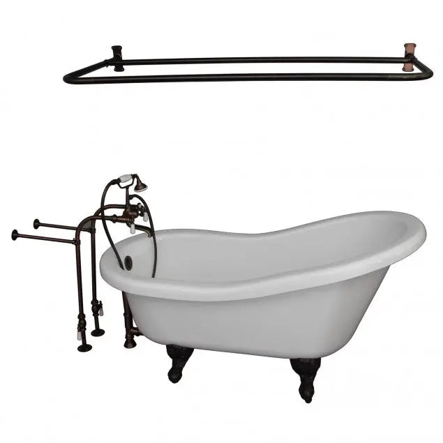 Barclay TKADTS67-WORB5 Isadora 67″ Acrylic Slipper Tub Kit in White – Oil Rubbed Bronze Accessories