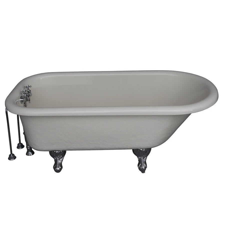 Barclay TKATR60-BCP7 Andover 60″ Acrylic Roll Top Premium Tub Kit in Bisque with Polished Chrome Accessories